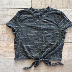 Lululemon Gray Striped Tie-Front Women's Top